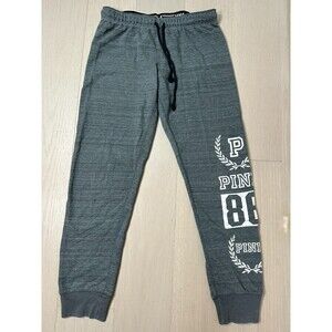 VS Pink Logo Joggers Cozy All Season Cool Girl Lounge Staple Gray Sweatpants M
